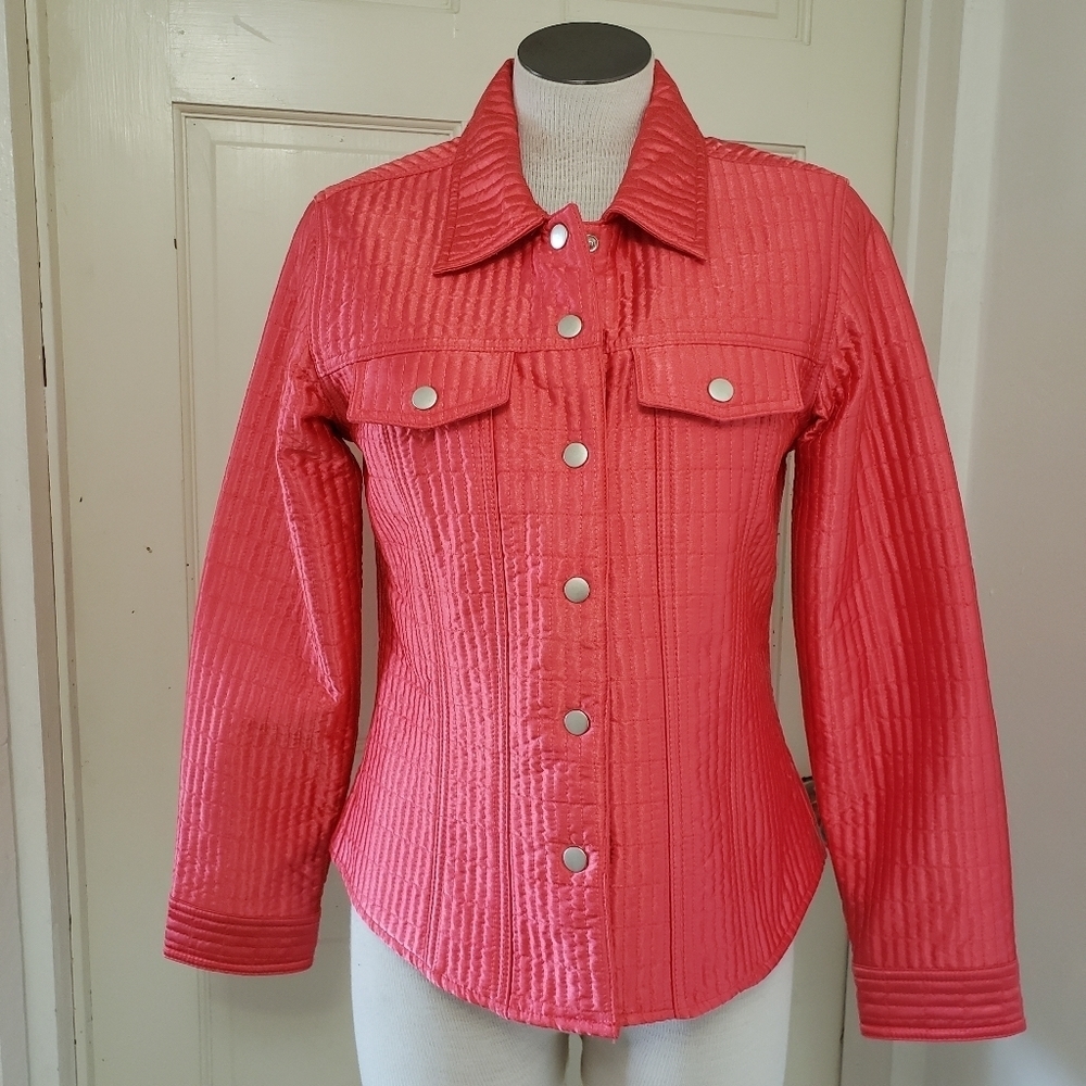 Susan Bristol Vertically Ribbed Texture Snap Closure Pockets Jacket Size S NWOT